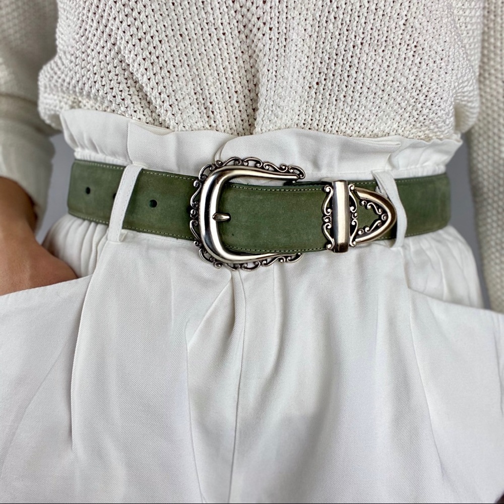 1994 Vintage Brighton suede belt green & Silver